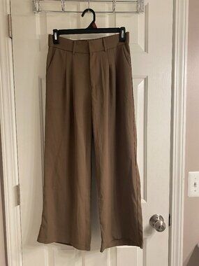 Brown Cropped Wide Leg Trousers